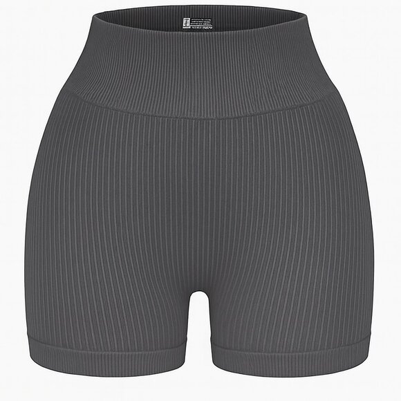 OQQ Grey Ribbed Seamless Shorts | High Waist Biker Shorts | Size M | Brand New - Picture 1 of 9